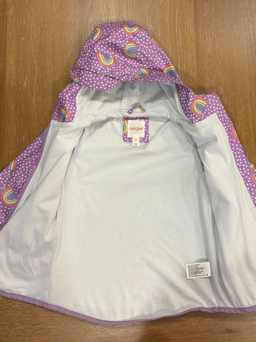 Cat & Jack Girls Purple Rainbow Raincoat